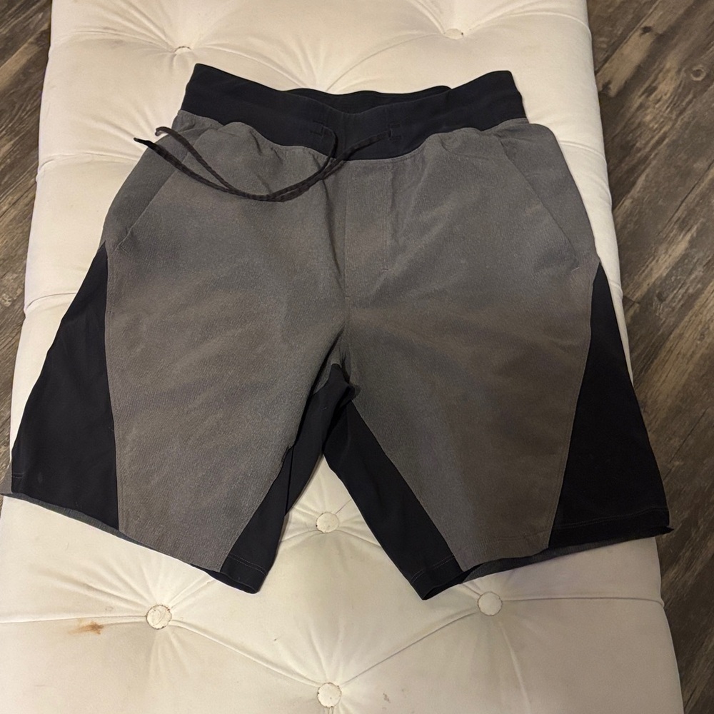 lululemon athletica Men's Gray and Black Athletic Shorts